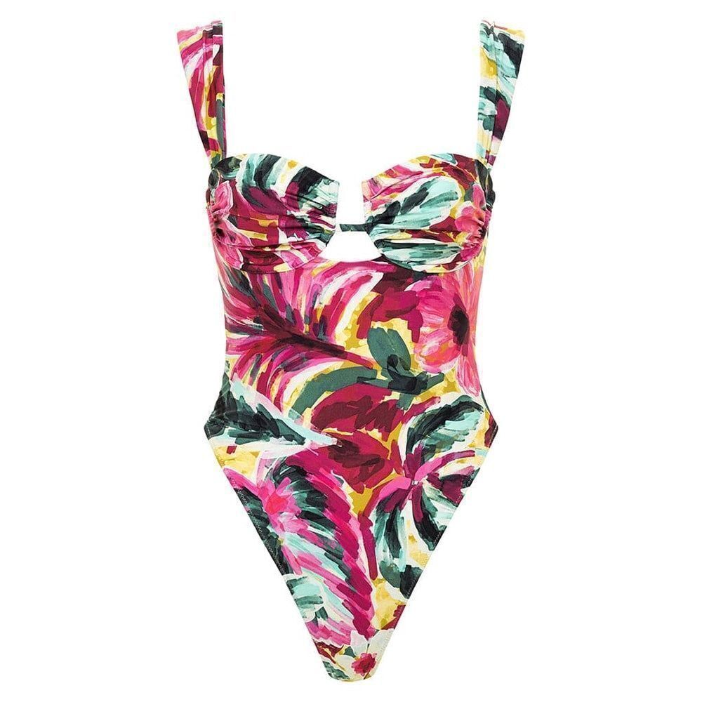 Montce Women's Multicolor Bella Tie Underwire One-Piece Swimsuit Large Nwot